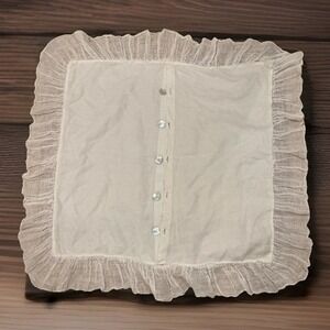 Bella Notte Cream Off White 100% linen ruffle trim Euro sham MOP buttons READ